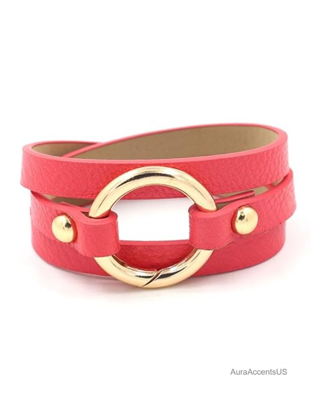 Genuine Leather Wrap Bracelet for Women Boho Circle Charm Cuff